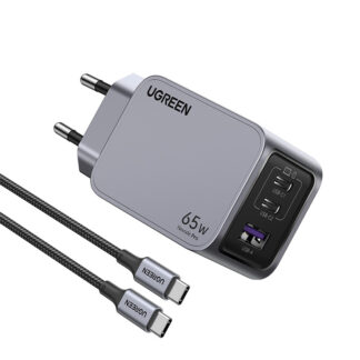 Chargeur secteur 65W 3 ports + Câble USB-C - 1,5m